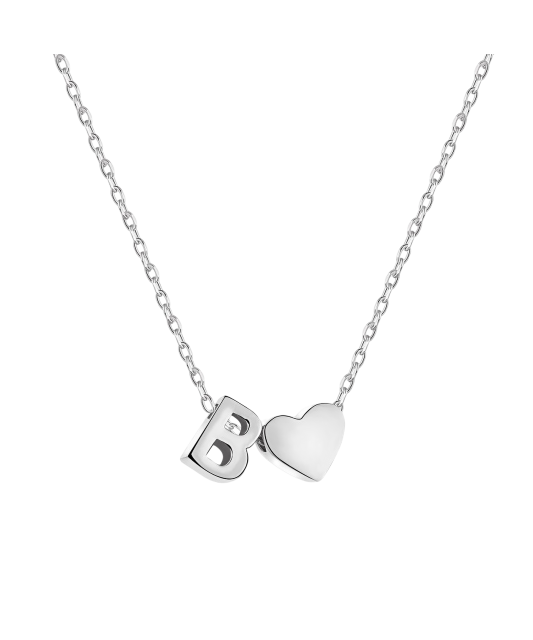 Серебряная цепочка с подвеской в виде буквы B