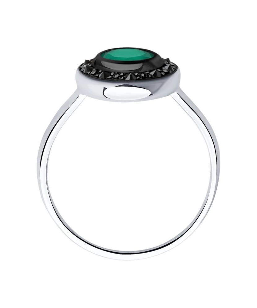 Sidabrinis žiedas su agatu ir cirkoniais - Sidabriniai žiedai - Goldinga