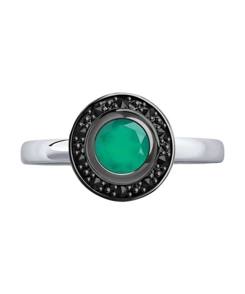 Sudraba gredzens ar ahātu un cirkonijiem - Sidabriniai žiedai - Goldinga