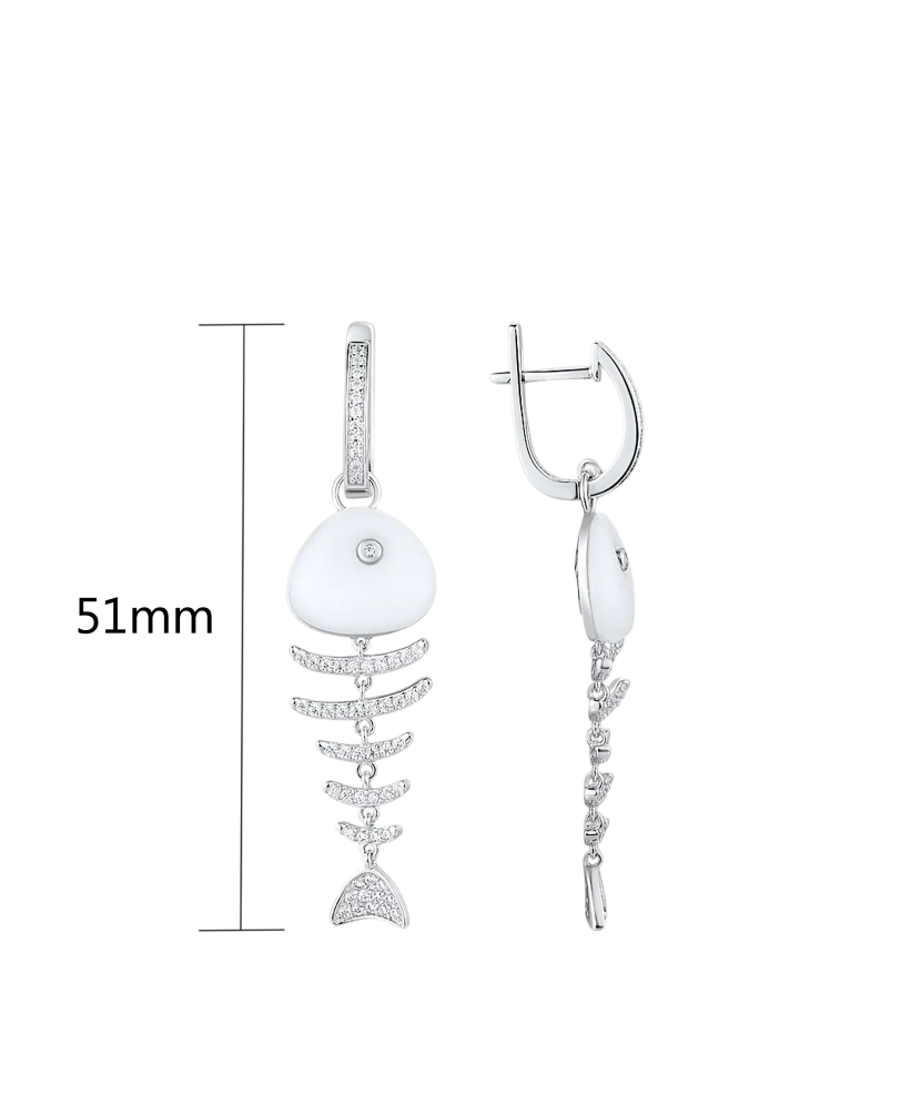 Серебряные серьги с цирконами и керамикой