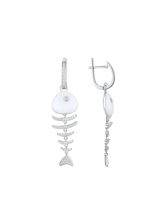 Sudraba auskari ar cirkoniem un emalju - Goldinga