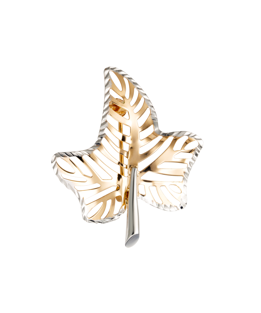 Золотая брошь "Листик"