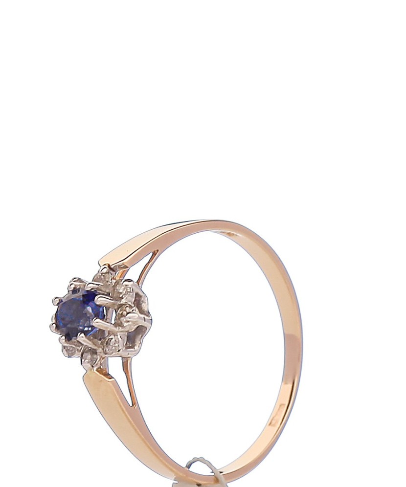 Zelta gredzens ar safīru un briljantiem - Zelta Gredzeni - Goldinga