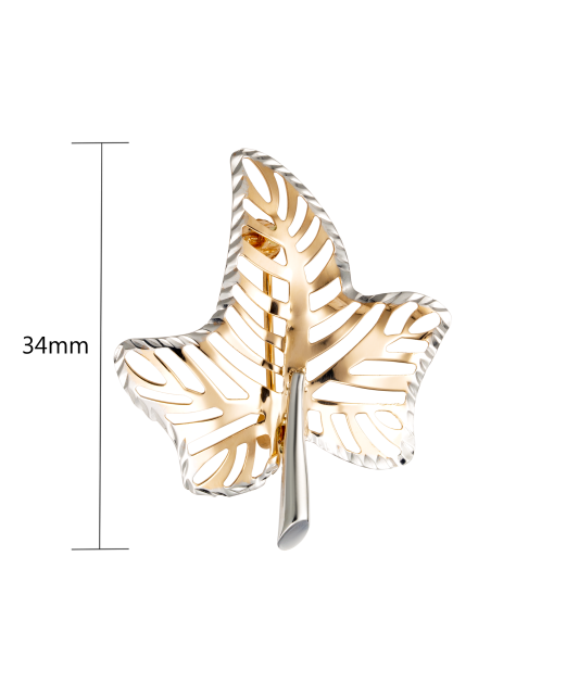 Золотая брошь "Листик"