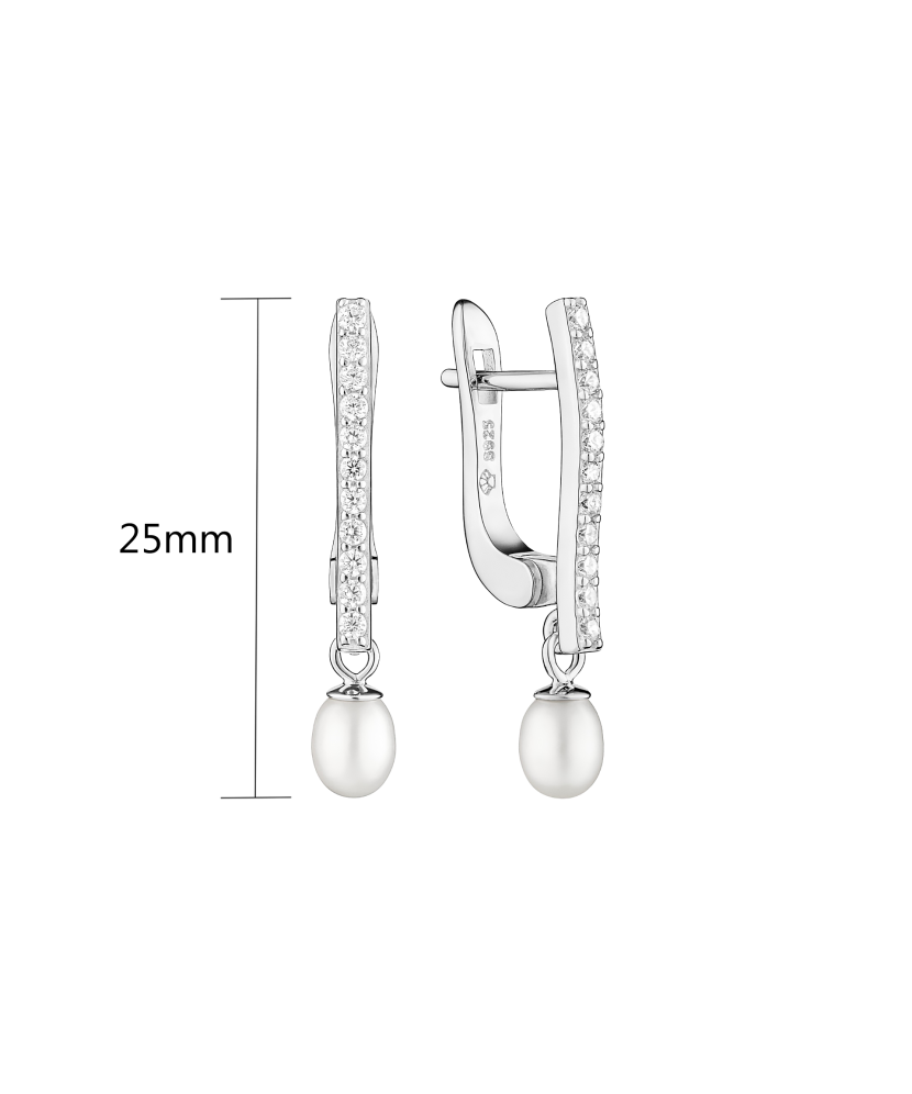 Sudraba auskari ar pērlēm un cirkonijiem - Goldinga