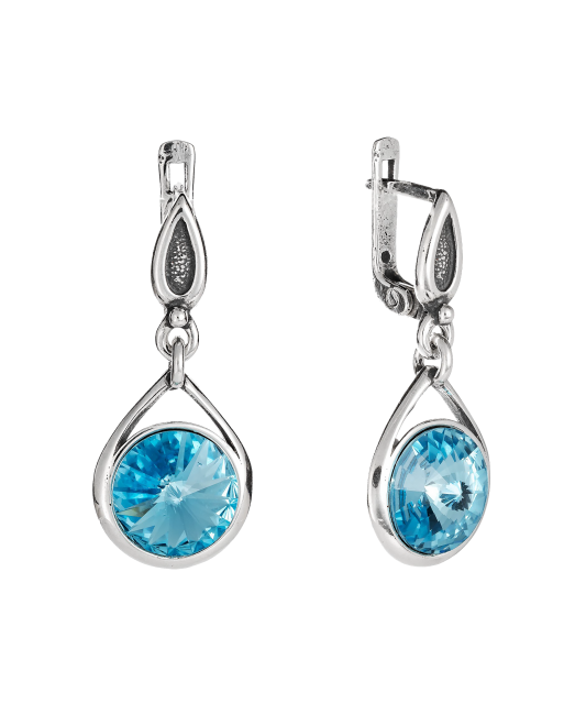 Sudraba auskari ar kristāliem