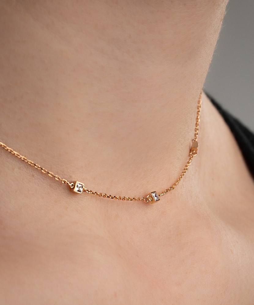 Zelta Ķēdīte Ar Cirkonija Piekariņu