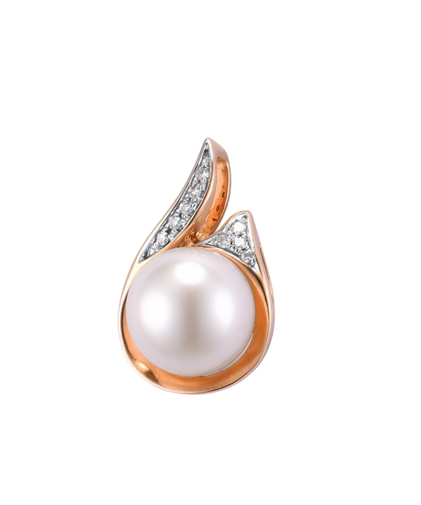 Zelta kulons ar pērli un dimantiem - Goldinga