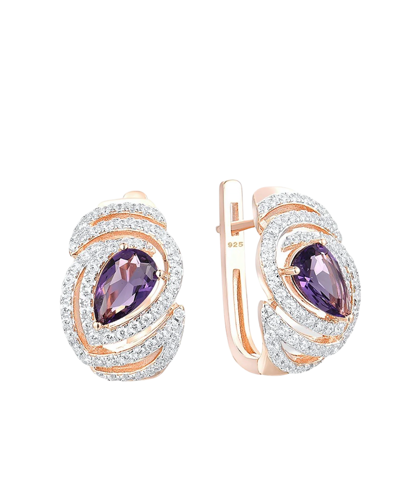 Apzeltīti sudraba auskari ar cirkonijiem - Goldinga