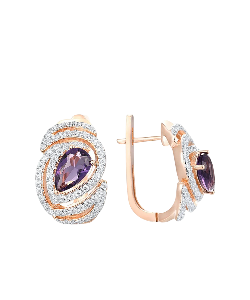 Apzeltīti sudraba auskari ar cirkonijiem - Goldinga