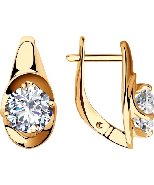 Paauksuoti sidabriniai auskarai su cirkoniu - Sidabriniai auskarai - Goldinga