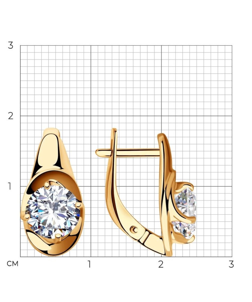 Paauksuoti sidabriniai auskarai su cirkoniu - Sidabriniai auskarai - Goldinga