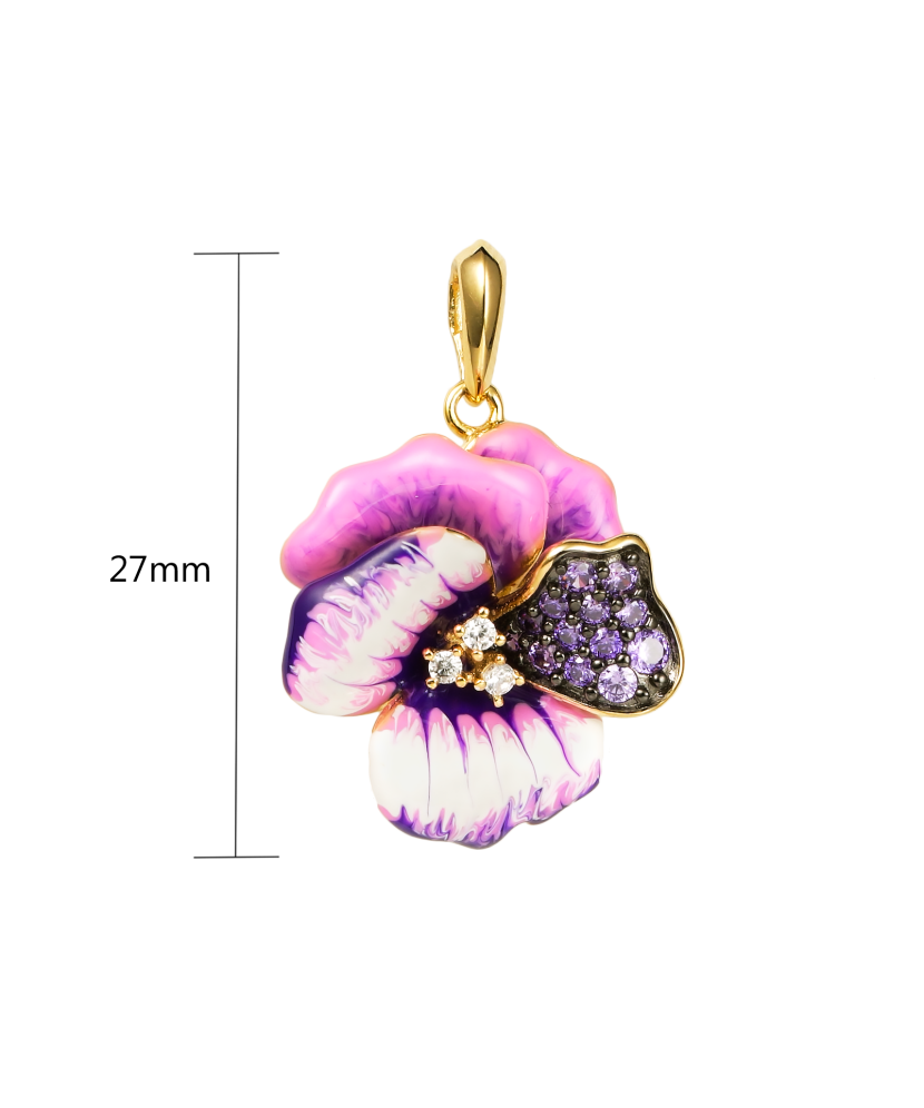 Серебряный позолоченный кулон с эмалью и цирконами