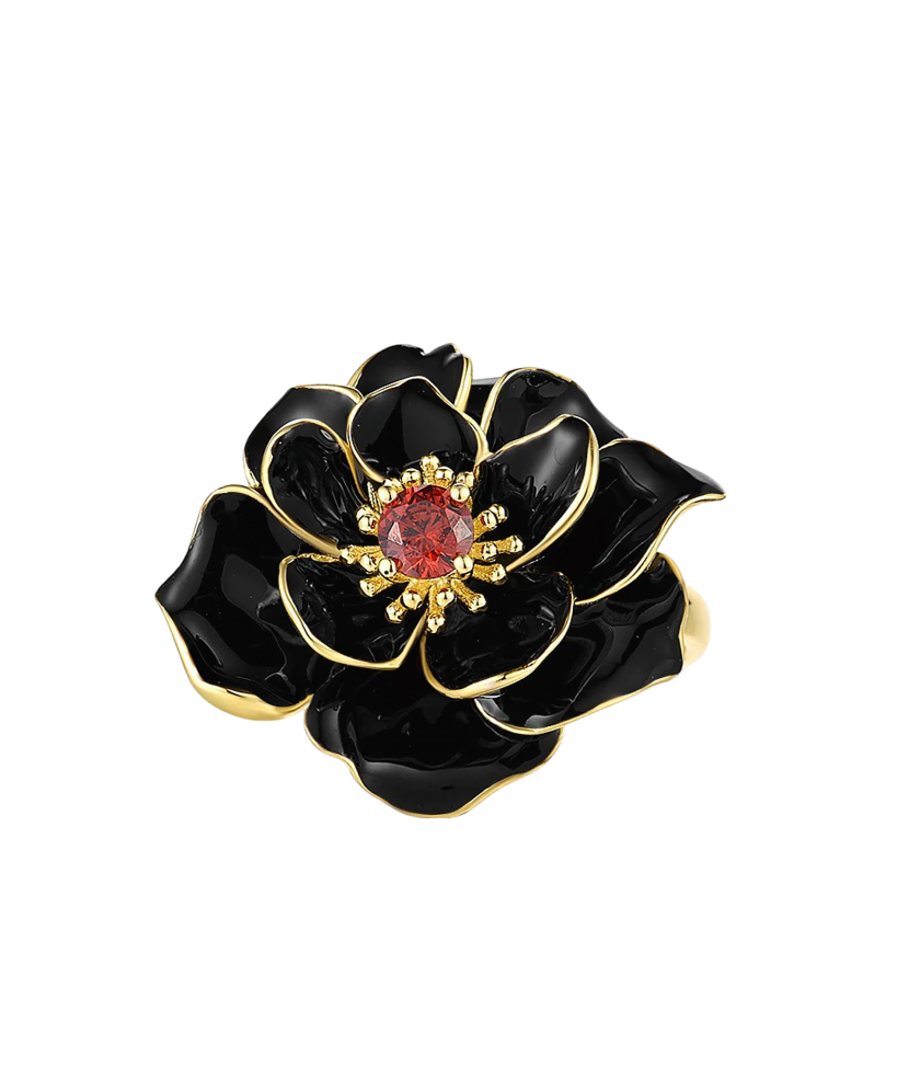 Apzeltīts sudraba gredzens ar cirkonijiem un emalju - Goldinga