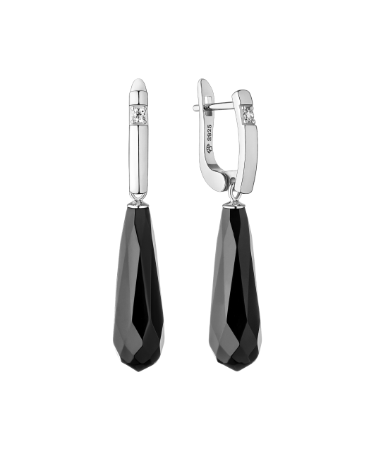 Sudraba auskari Ar Oniksiem un cirkonijiem - Goldinga
