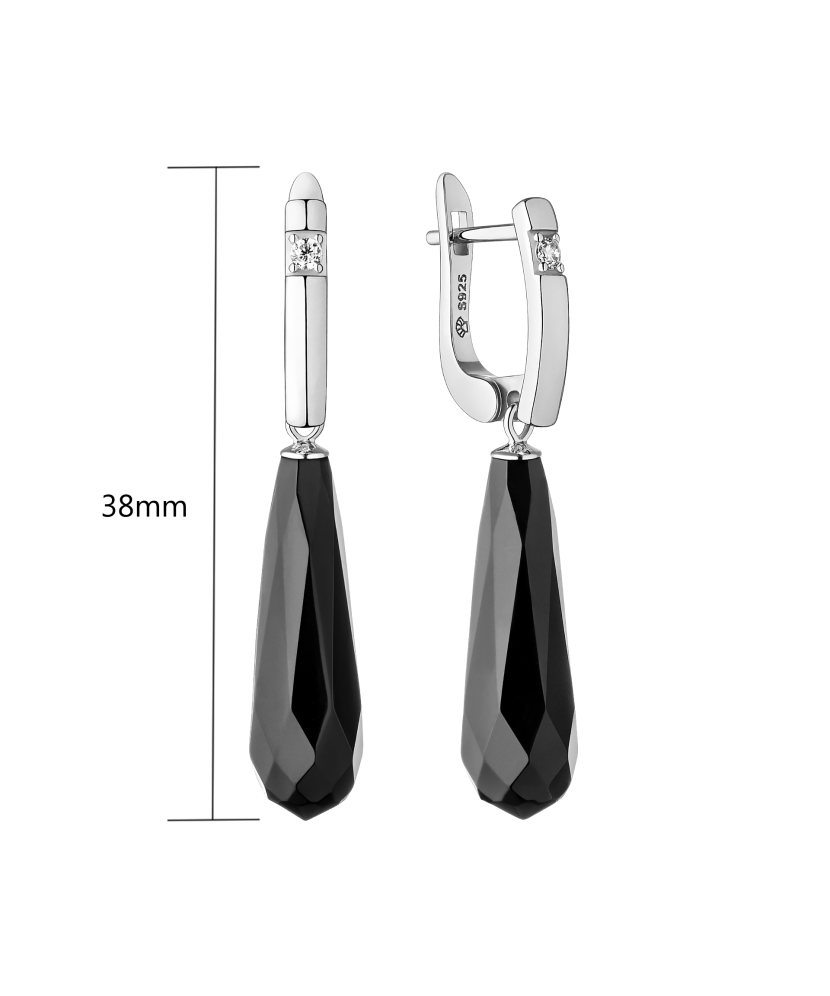 Sudraba auskari Ar Oniksiem un cirkonijiem - Goldinga