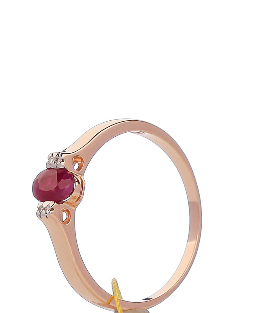 Auksinis žiedas su rubinu ir briliantais - Auksiniai žiedai - Goldinga