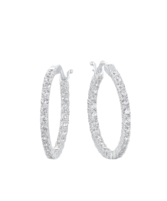 Серьги из серебра с цирконами 25mm