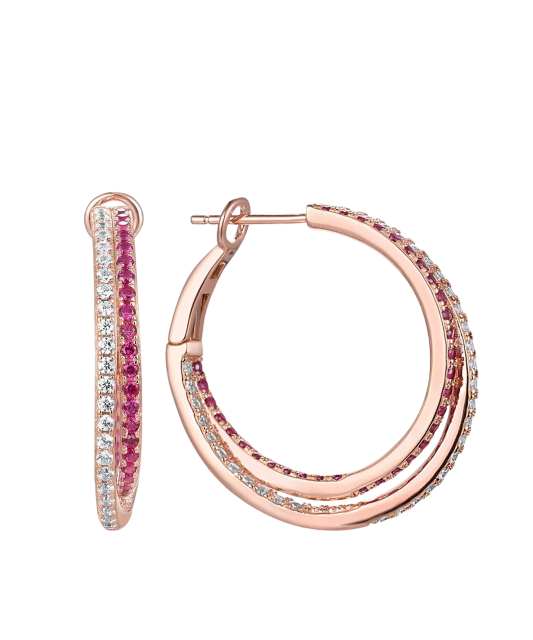 Apzeltīt sudraba auskari ar nano rubīniem un cirkoniem - Goldinga