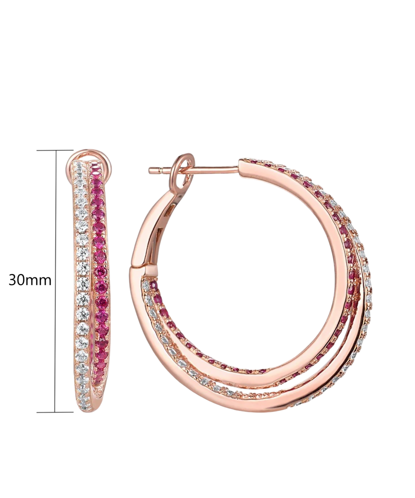 Apzeltīt sudraba auskari ar nano rubīniem un cirkoniem - Goldinga