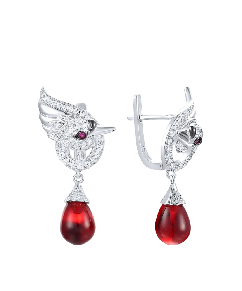 Sudraba auskari ar nano rubīniem un cirkoniem - Goldinga