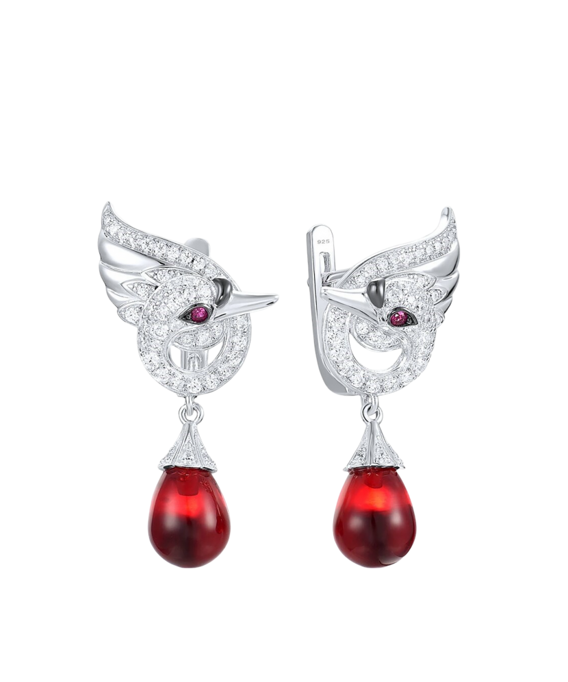 Sudraba auskari ar nano rubīniem un cirkoniem - Goldinga