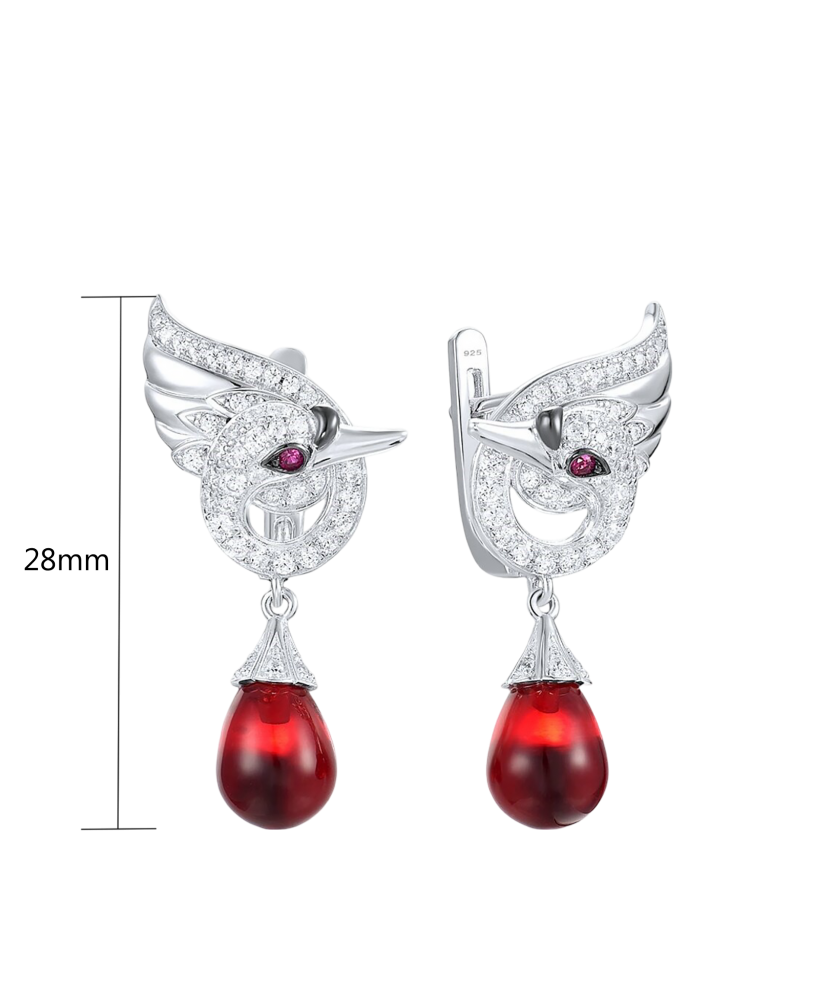 Кольцо из золочёного серебрас нано-рубинами и фианитами "Сердце"