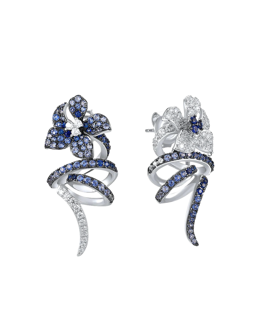 Серебряные серьги со шпинелями и цирконами