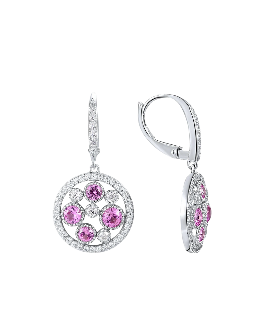 Серебряные серьги со шпинелями и нано-сапфирами