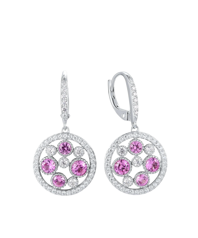 Серебряные серьги со шпинелями и нано-сапфирами