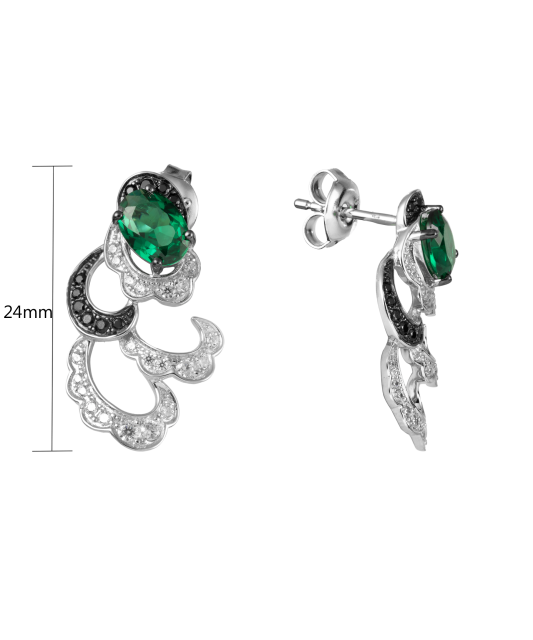 Серебряные серьги со шпинелями и цирконами