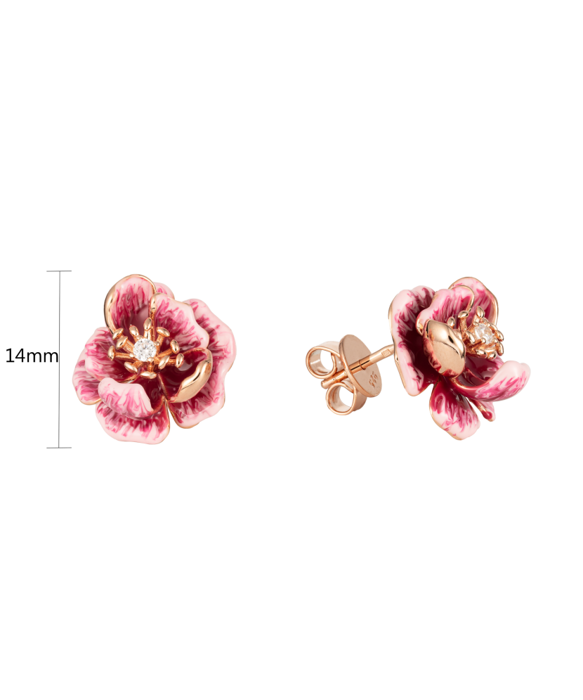 Apzeltīt sudraba auskari ar cirkoniem un emalju - Goldinga