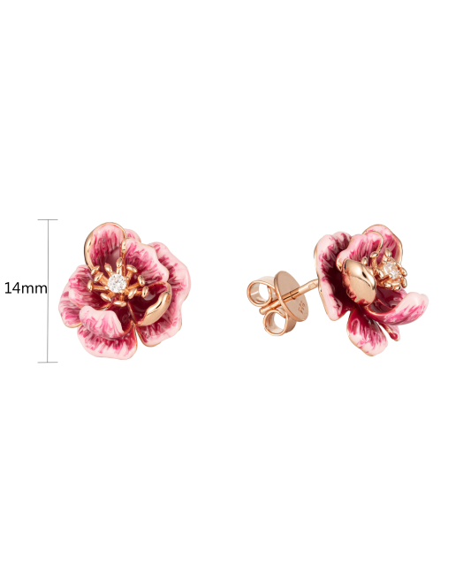 Серебряные позолоченные серьги с цирконом и эмаль