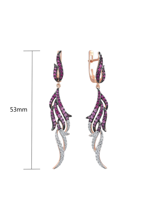 Apzeltīti sudraba auskari ar cirkoniem, nano safīru un nano rubīnu ...