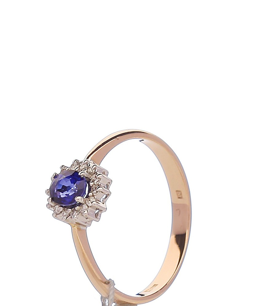 Zelta gredzens ar safīru un briljantiem - Zelta Gredzeni - Goldinga