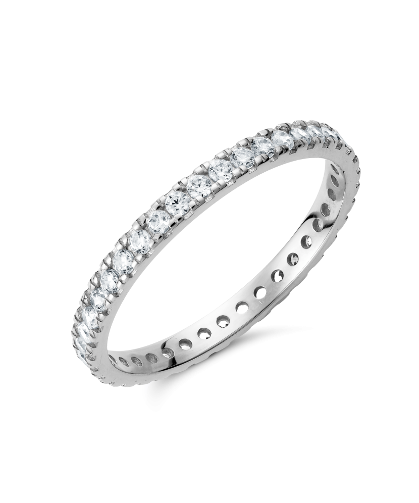 Кольцо из белого золота с цирконами