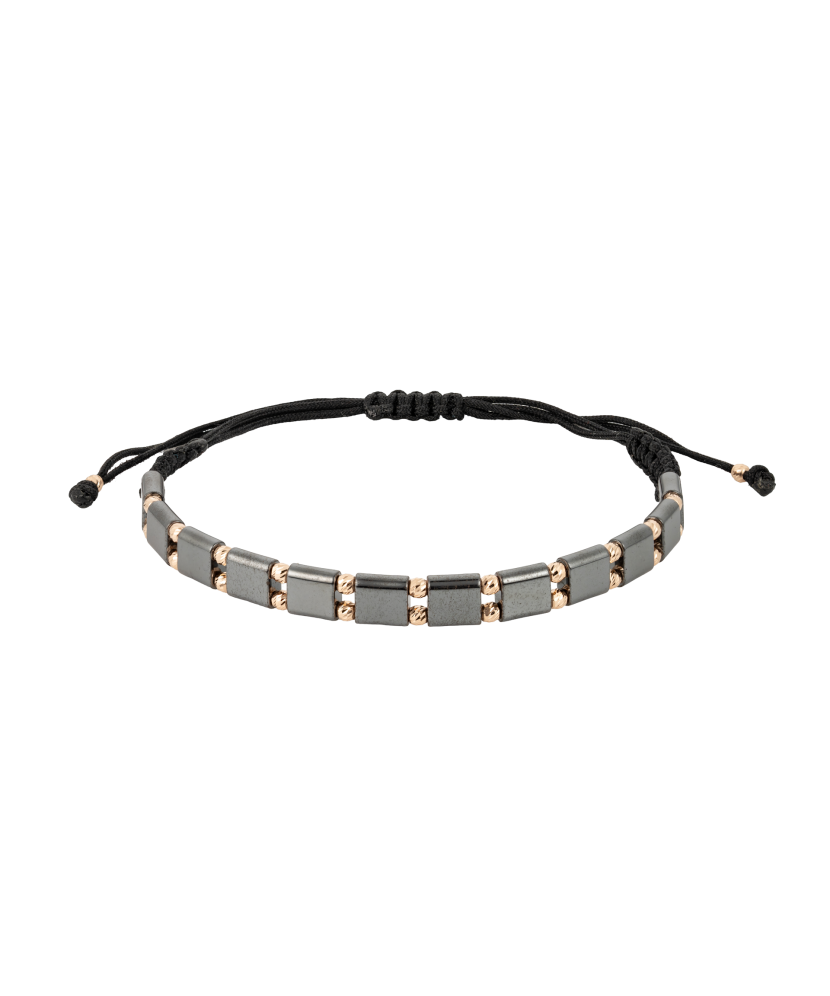 Melnu Dienu Rokassrpādze Ar Zeltu Un Hematītiem