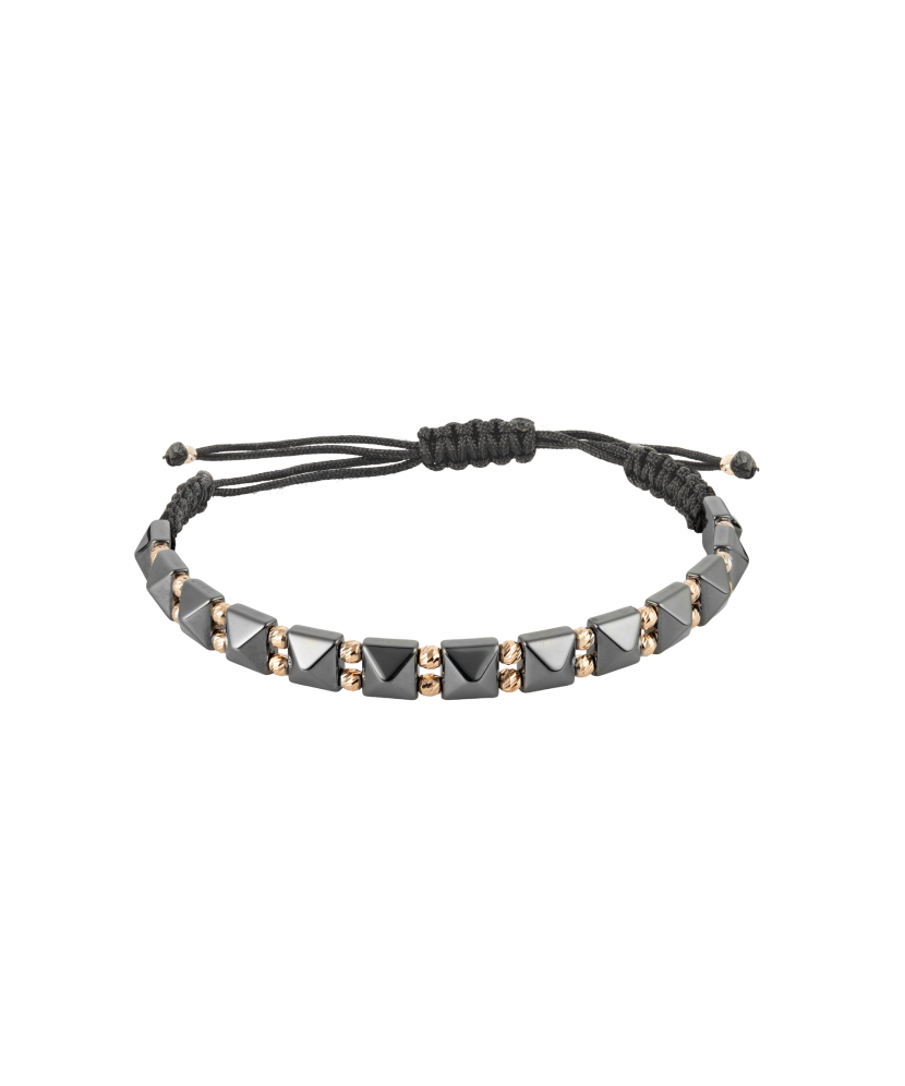 Melnu Dienu Rokassrpādze Ar Zeltu Un Hematītiem