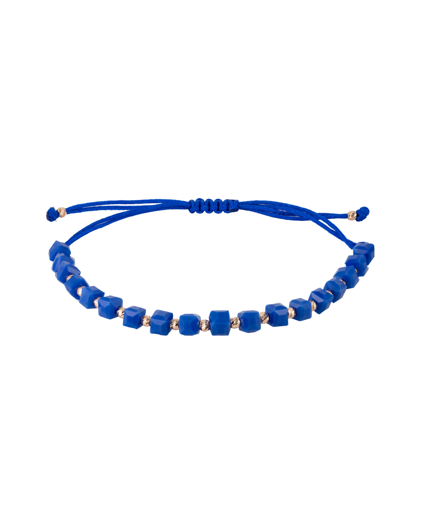 Zilā diega rokassprādze ar zeltu un oniksiem