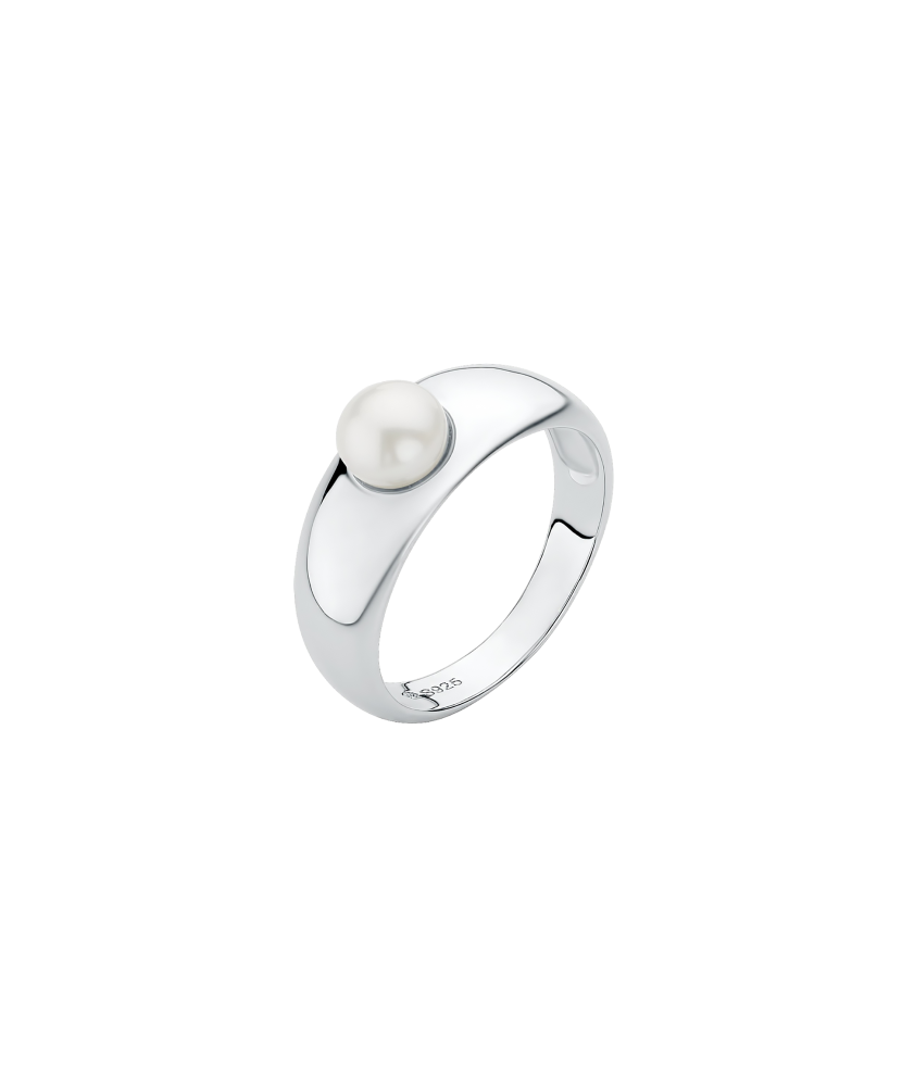 Sudraba gredzens ar pērlēm un cirkonijiem