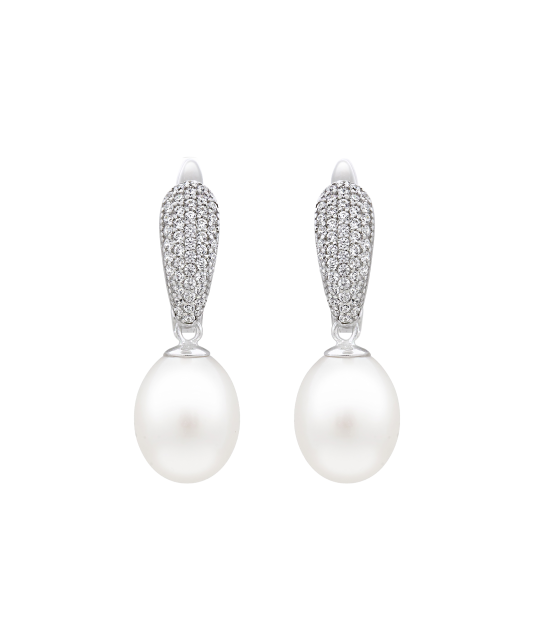 Sudraba auskari ar pērlēm un cirkonijiem