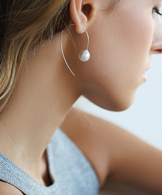 Sudraba auskari ar Kasumi pērlēm un cirkonijiem - Goldinga