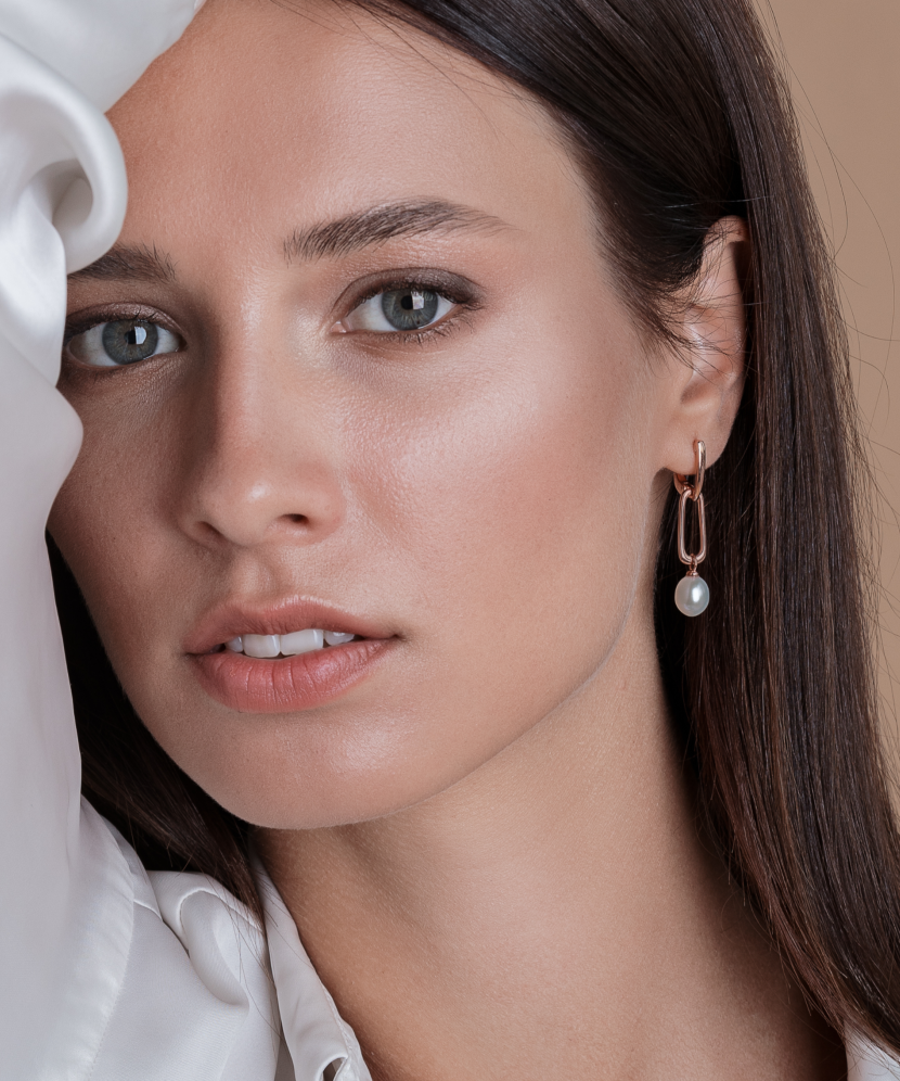 Apzeltīti sudraba auskari ar pērlēm - Goldinga