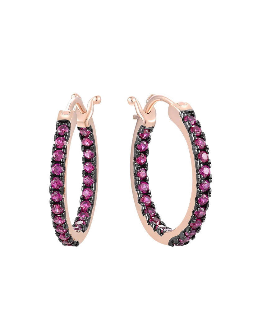 Позолоченные серебряные серьги с нано-рубинами