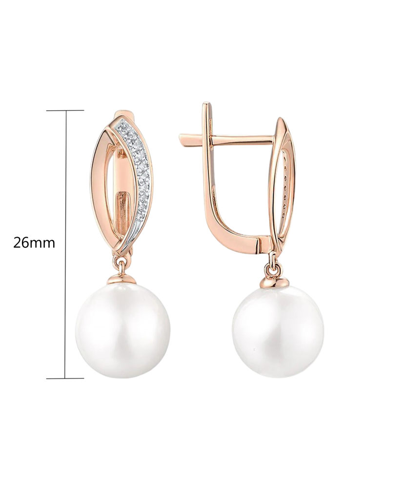 Zelta auskari ar dimantiem un pērles - Goldinga