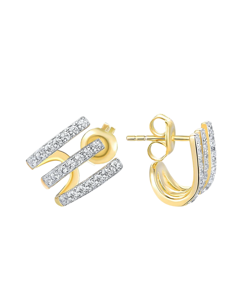 Apzeltīti Sudraba Auskari Ar Cirkonijiem