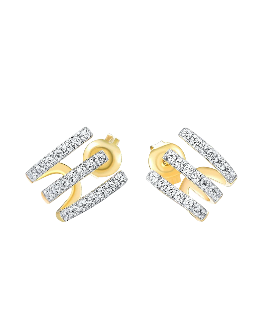 Apzeltīti Sudraba Auskari Ar Cirkonijiem