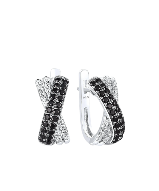 Серьги из серебра с цирконом и шпинели