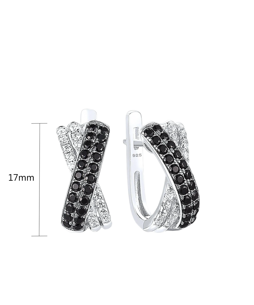 Серьги из серебра с цирконом и шпинели