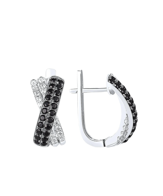 Серьги из серебра с цирконом и шпинели